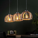 Modera - Hanglamp 3x Ø30 gebogen houten spijlen - Massief mango naturel