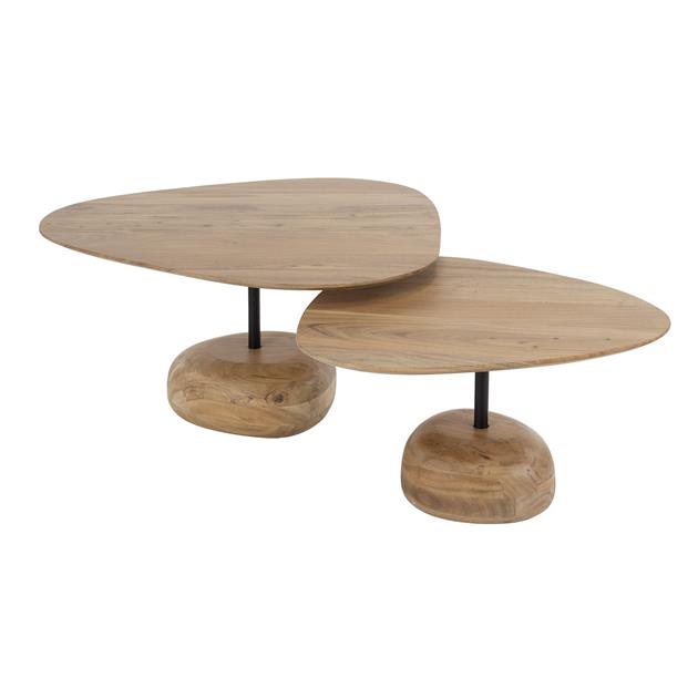 Modera - Salontafel driehoekig set van 2 - Massief acacia
