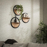 Modera - Wandschap Round set van 3 - Massief acacia