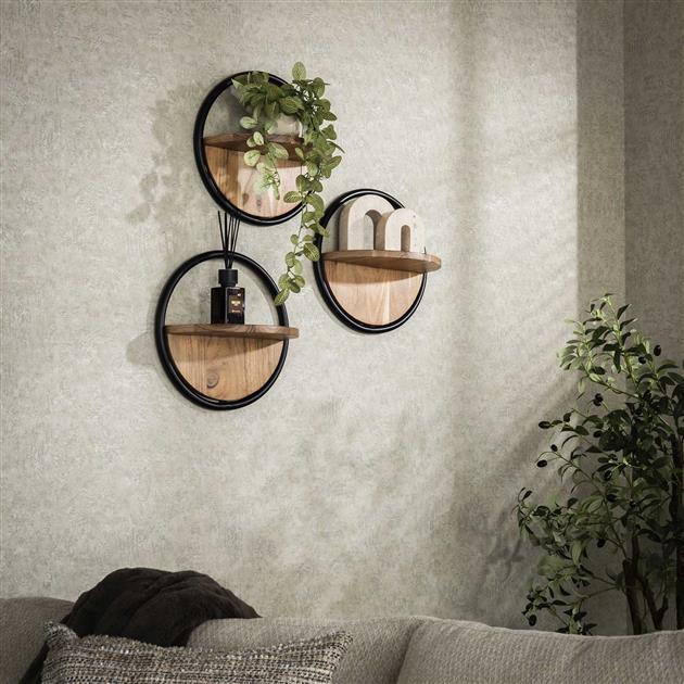 Modera - Wandschap Round set van 3 - Massief acacia