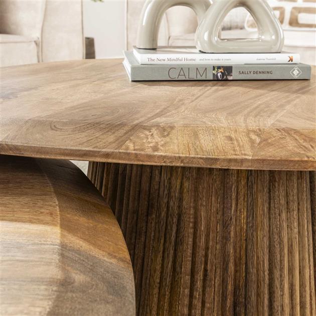 Modera - Salontafel Wave driehoekig set van 2 - Massief mango zand