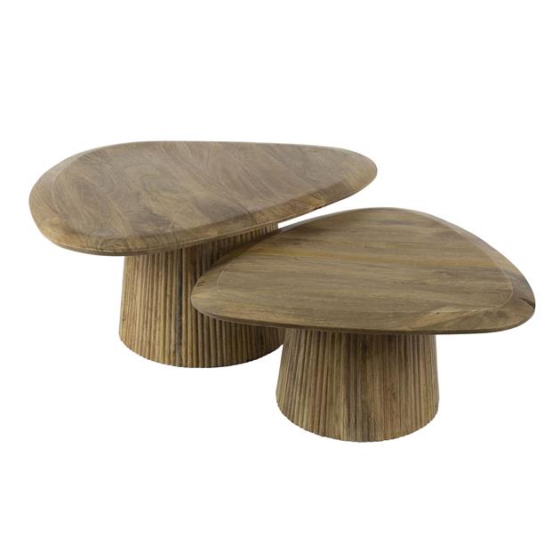 Modera - Salontafel Wave driehoekig set van 2 - Massief mango zand
