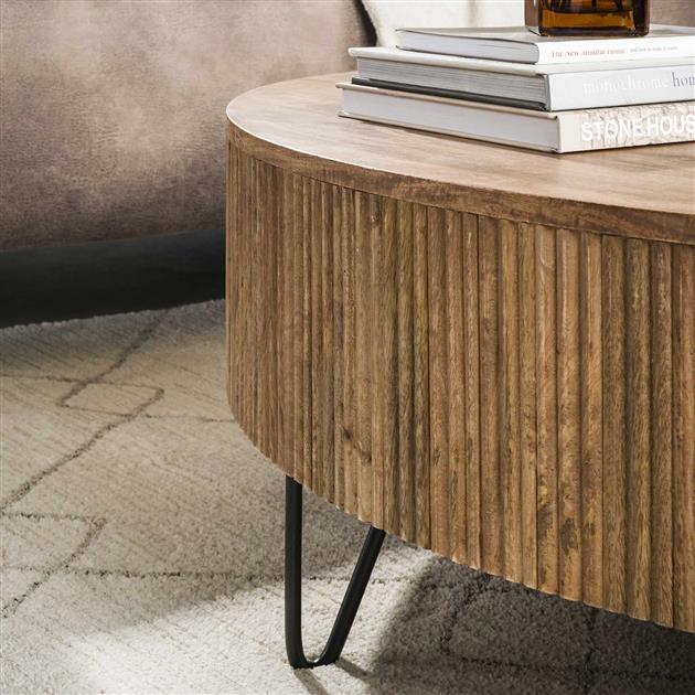 Modera - Salontafel Wave Ø120cm - Massief mango zand