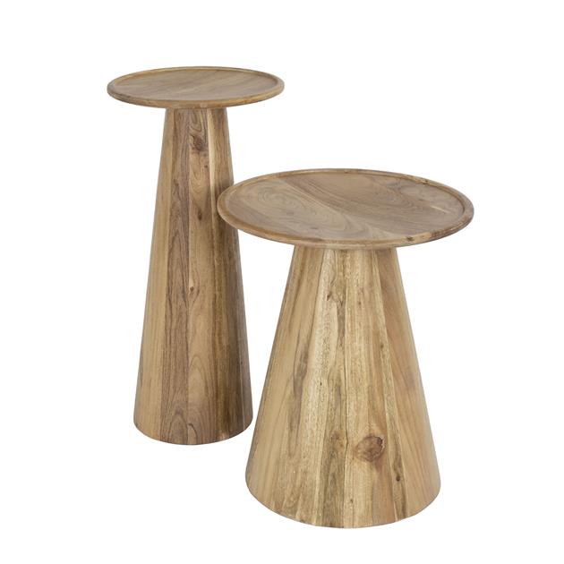 Modera - Bijzettafel Cone set van 2 - Massief acacia
