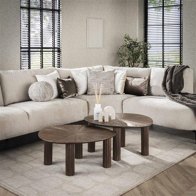 Modera - Salontafel Maya Teak driehoekig set van 2 - Massief teak espresso