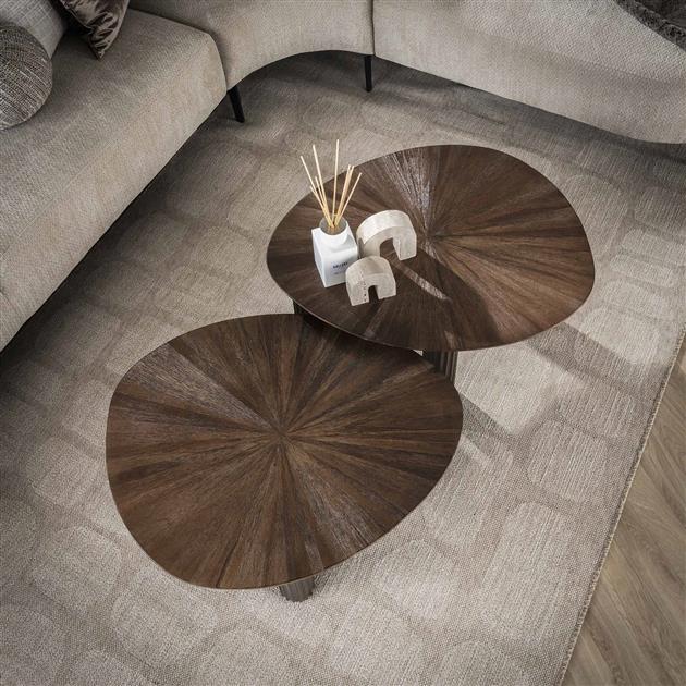 Modera - Salontafel Maya Teak driehoekig set van 2 - Massief teak espresso