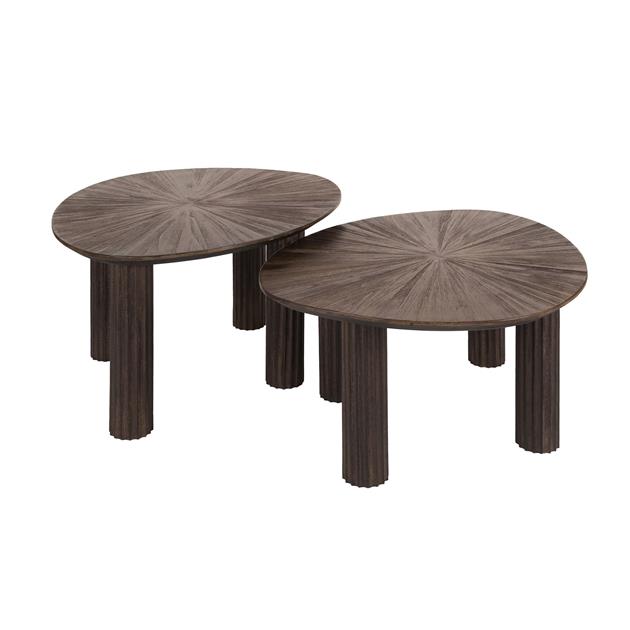 Modera - Salontafel Maya Teak driehoekig set van 2 - Massief teak espresso