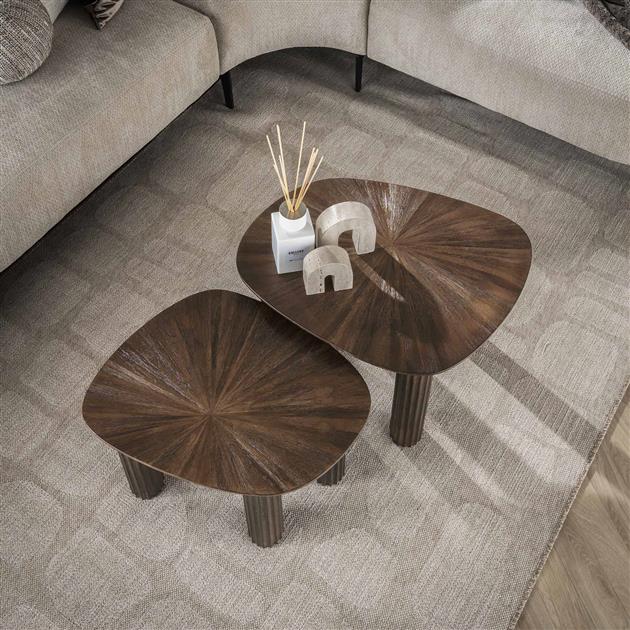 Modera - Salontafel Maya Teak vierhoekig set van 2 - Massief teak espresso