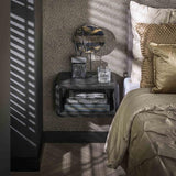 Modera - Nachtkastje hangend rib - Teakhout zwart