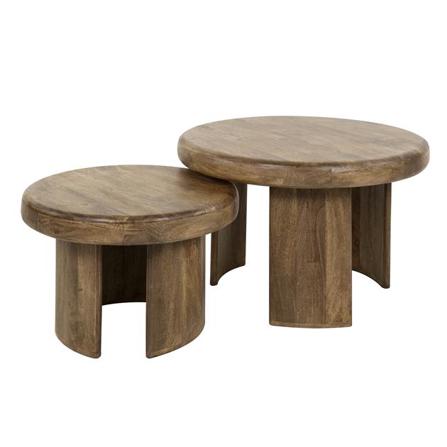 Modera - Salontafel set-2 sleek 3 poot - Massief mango zandkleur