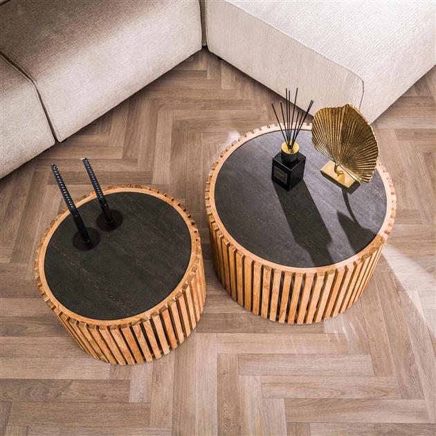 Modera - Salontafel set-2 slate round - Leisteen