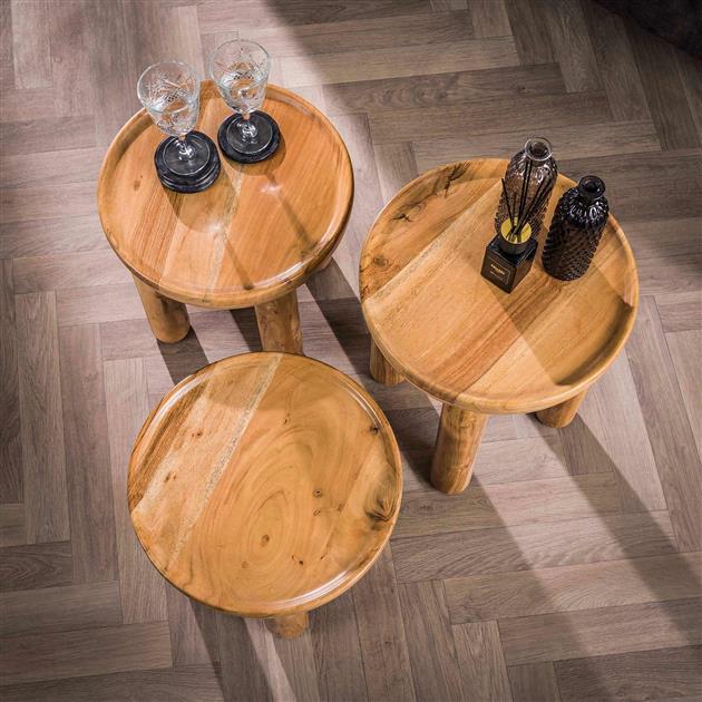 Modera - Salontafel set-3 massief rond - Massief acacia naturel