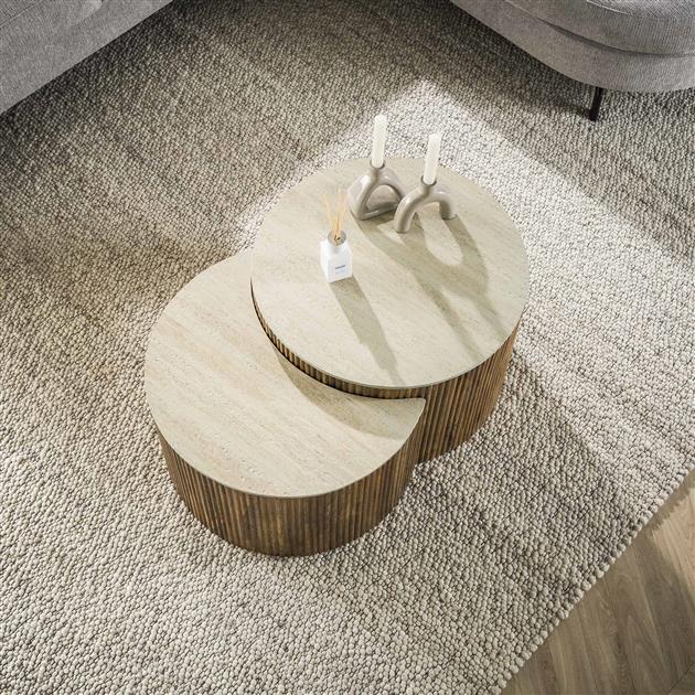 Modera - Salontafel Nuovo half rond set van 2 - Massief mango zand