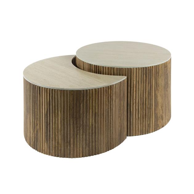Modera - Salontafel Nuovo half rond set van 2 - Massief mango zand