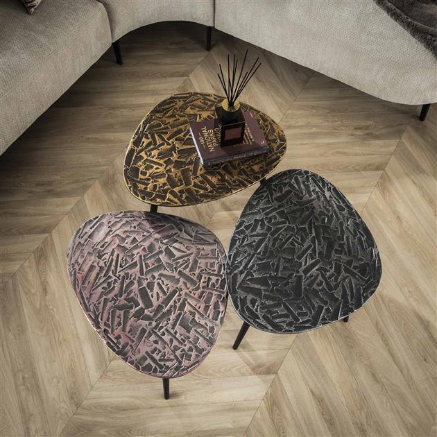 Modera - Salontafel set-3 driehoekig patina metal