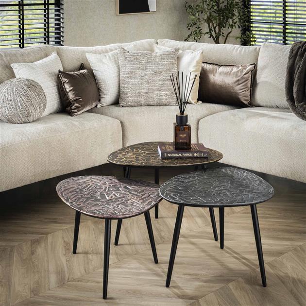 Modera - Salontafel set-3 driehoekig patina metal