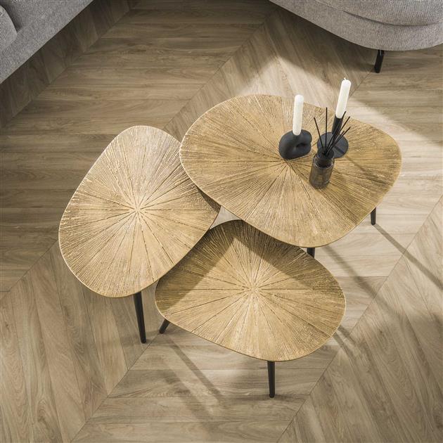 Modera - Salontafel Ray vierhoekig set van 3 - Ray antiek goud