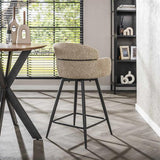 Modera - Barstoel draaibaar boucle ronde rug VPE2 - Boucle zandkleur - set van: 2