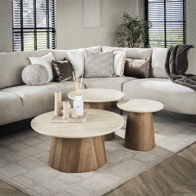 Modera - Salontafel set-3 Romano tapse poot - Ceramic travertine