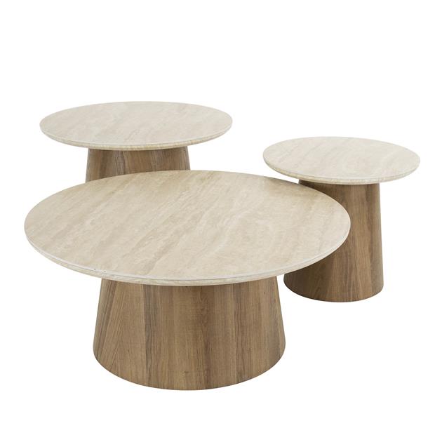 Modera - Salontafel set-3 Romano tapse poot - Ceramic travertine