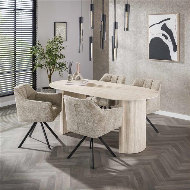 Modera - Eetkamertafel 180 arch ceramic - Ceramic travertine