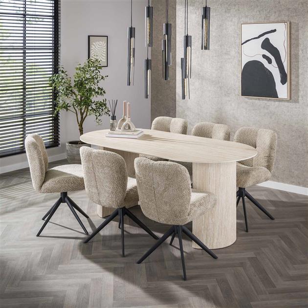 Modera - Eetkamertafel 180 arch ceramic - Ceramic travertine