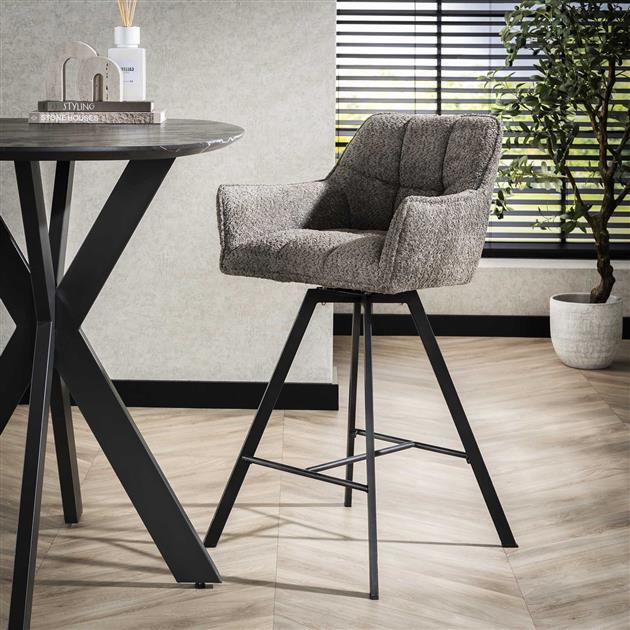 Modera - Barstoel raster draaibaar. VPE2 - Boucle taupe - set van: 2