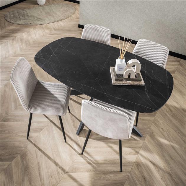 Modera - Eettafel Onyx Cross deens ovaal 150cm - 3D melamine graphite