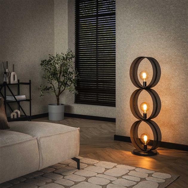 Modera - Vloerlamp 3L ring geperforeerd - Charcoal