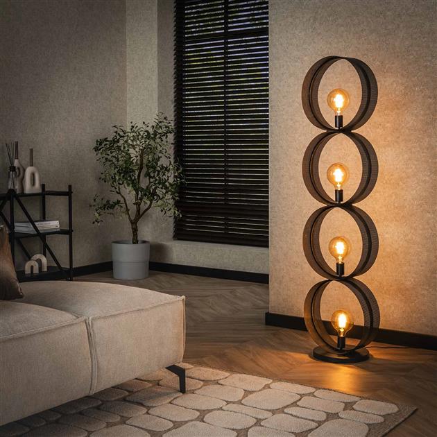 Modera - Vloerlamp 4L ring geperforeerd - Charcoal