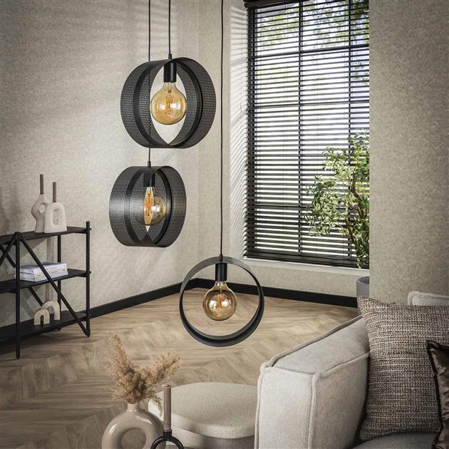 Modera - Hanglamp 3L ring geperforeerd - Charcoal