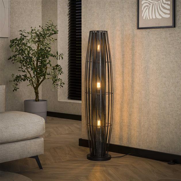 Modera - Vloerlamp Cylinder Mesh 3-lichts 120cm - Charcoal