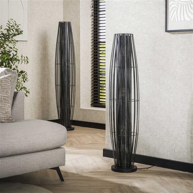 Modera - Vloerlamp Cylinder Mesh 3-lichts 120cm - Charcoal