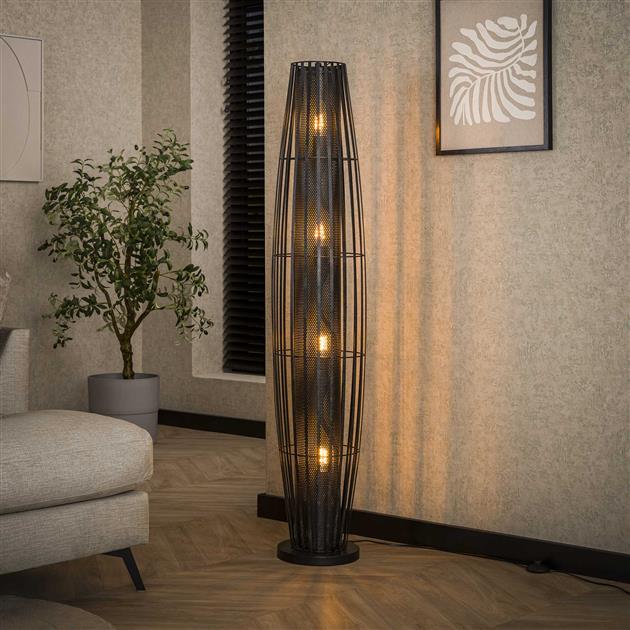 Modera - Vloerlamp Cylinder Mesh 4-lichts 150cm - Charcoal