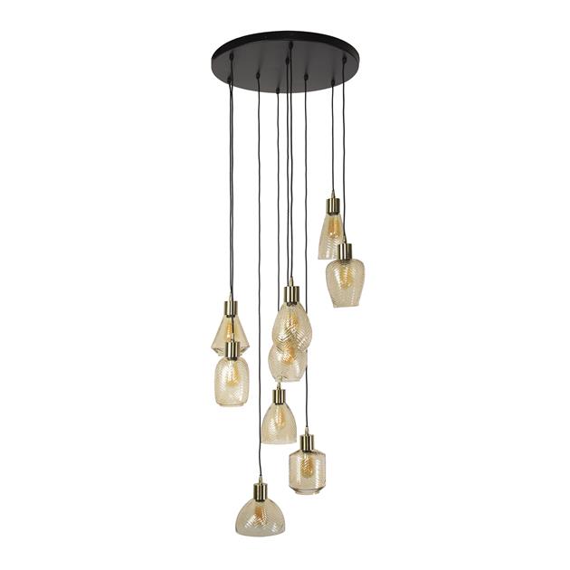 Modera - Hanglamp 9L leaf getrapt - Amberkleurig glas