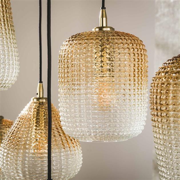 Modera - Hanglamp 5+4 dot pattern - Amberkleurig glas