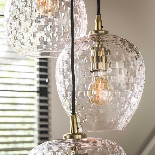 Modera - Hanglamp 5L patch pattern getrapt - Diamond glass