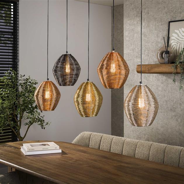 Modera - Hanglamp Web 5-lichts - Mat nikkel mix