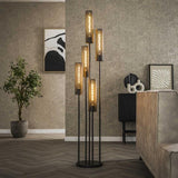 Modera - Vloerlamp 5L getrapt tube mesh - Artic zwart