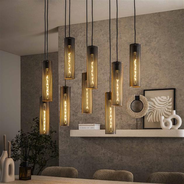 Modera - Hanglamp 5+4 tube mesh - Artic zwart