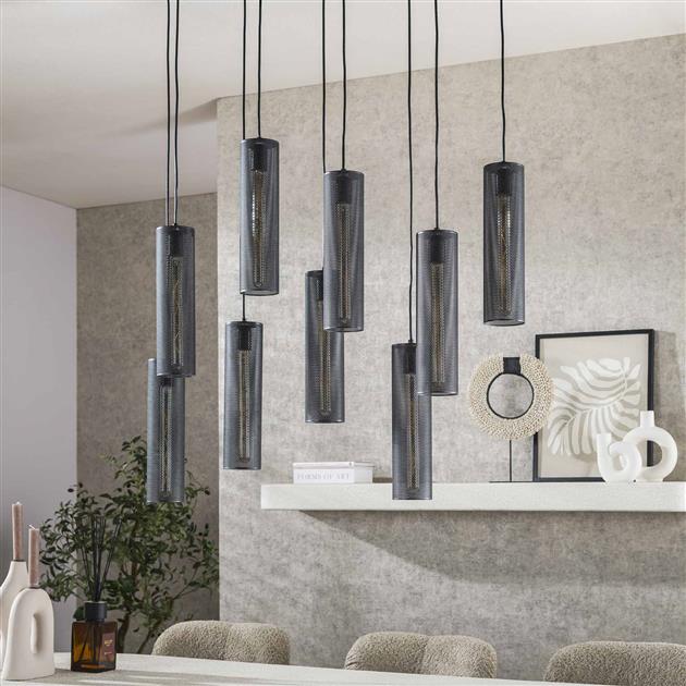 Modera - Hanglamp 5+4 tube mesh - Artic zwart