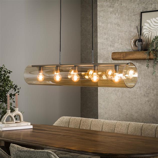 Modera - Hanglamp 5L tube amber glas - Artic zwart