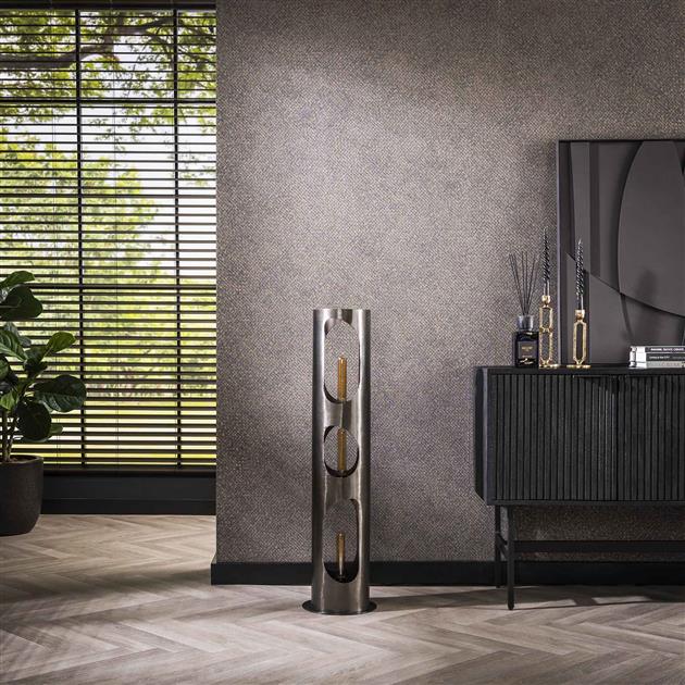 Modera - Vloerlamp Ø25 organic cylinder L - Zwart nikkel