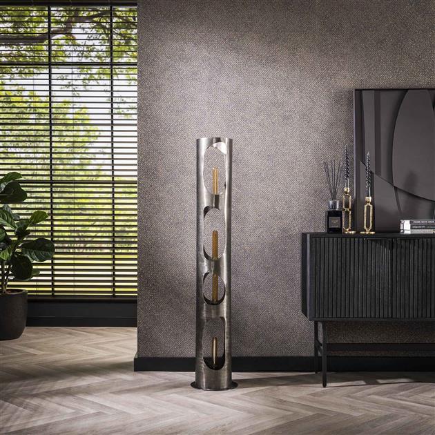 Modera - Vloerlamp Ø25 organic cylinder XL - Zwart nikkel