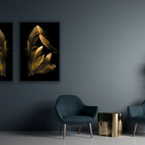 COMBI VOORDEELSET - Golden Feathers - 2x 120x80 cm - Glasschilderijen