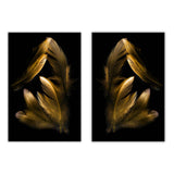 COMBI VOORDEELSET - Golden Feathers - 2x 120x80 cm - Glasschilderijen