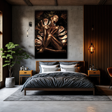 Glasschilderij - 100x150 / 80x120 / 60x90cm (staand) - Exclusive - Vrouw Goud Bloemen