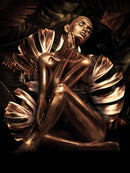 Glasschilderij - 100x150 / 80x120 / 60x90cm (staand) - Exclusive - Vrouw Goud Bloemen