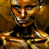 Glasschilderij - 100x150 / 80x120cm (liggend) - Exclusive - Vrouw Gouden Royale