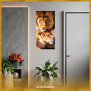 Glasschilderij - 100x50cm - Exclusive - Dieren - Leeuwen Koppel Artis - Kleur